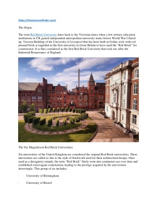 The British Red Brick Universities A Gift from the Victorian Times