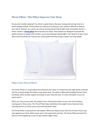 Throw Pillow - This Pillow Improves Your Sleep