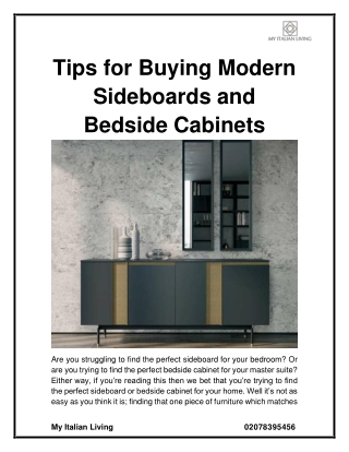 Tips for Buying Modern Sideboards and Bedside Cabinets