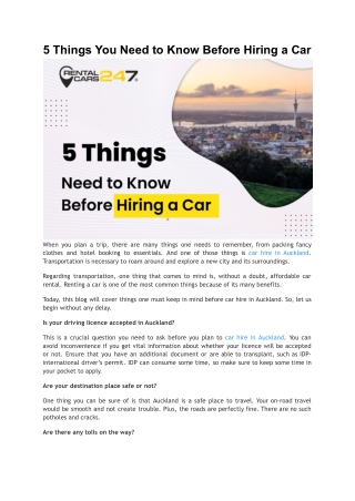 5 Things You Need to Know Before Hiring a Car