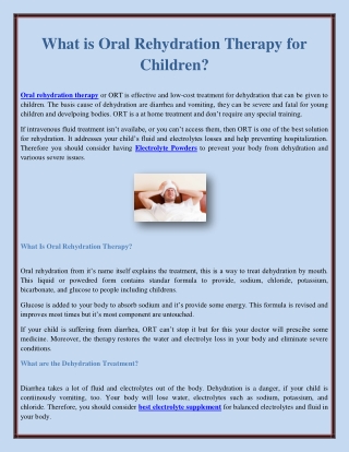 What is Oral Rehydration Therapy for Children?