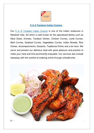 Up to 10% off order now - K & G Tandoori Indian Cuisine