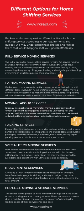 Different Options for Household Shifting Services | RKSA Packers