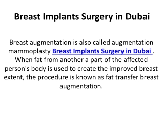 Breast Implants Surgery in Dubai