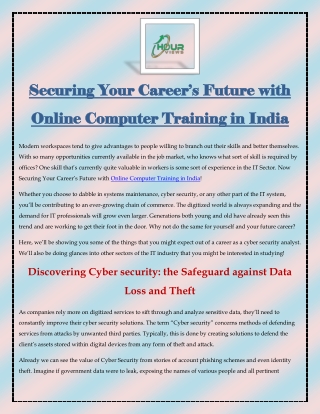 Securing Your Career’s Future With Online Computer Training In India