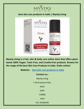 best skin care products in India | Mystiq Living