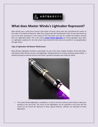 What does Master Windu's Lightsaber Represent?