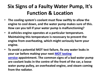 Six Signs of a Faulty Water Pump,