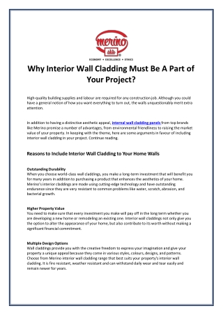 Why Interior Wall Cladding Must Be A Part of Your Project