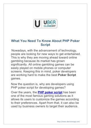 What You Need To Know About PHP Poker Script