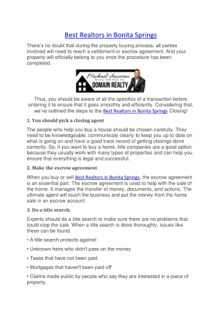 Best Realtors in Bonita Springs
