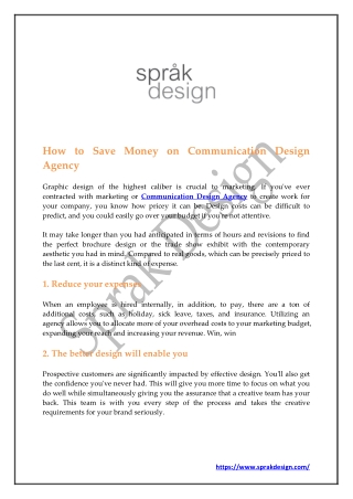 How to Save Money on Communication Design Agency