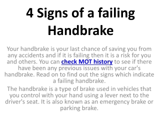 4 Signs of a failing Handbrake
