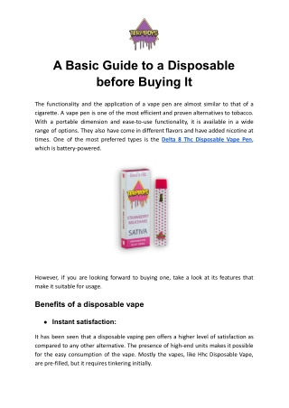 A Basic Guide to a Disposable before Buying It