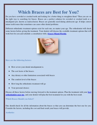 Which Braces are Best for You?