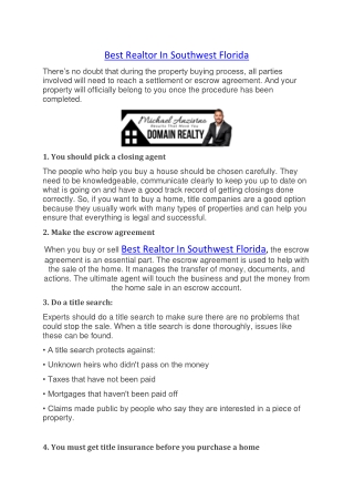 Best Realtor In Southwest Florida