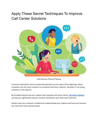 Apply These 8 Secret Techniques To Improve Call Center Solutions