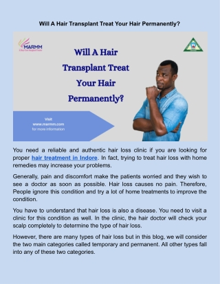 Will A Hair Transplant Treat Your Hair Permanently_.docx