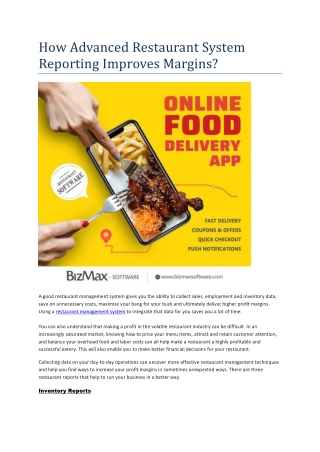How Advanced Restaurant Software Improves margins
