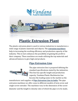 Plastic Extrusion Plant