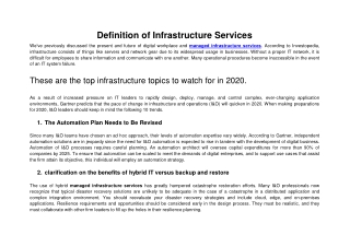 Definition of Infrastructure Services