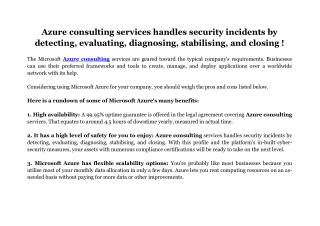 Azure consulting services handles security incidents by detecting, evaluating, diagnosing, stabilising, and closing