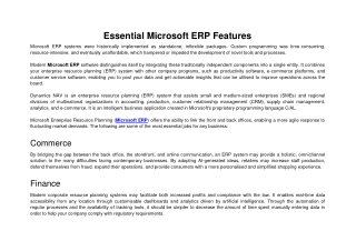Essential Microsoft ERP Features