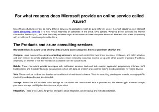 For what reasons does Microsoft provide an online service called Azure