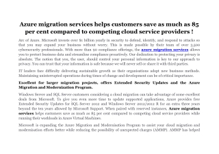 Azure migration services helps customers save as much as 85 per cent compared to competing cloud service providers