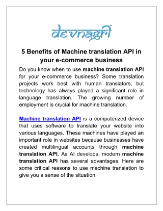 5 Benefits of Machine translation API in your e-commerce business