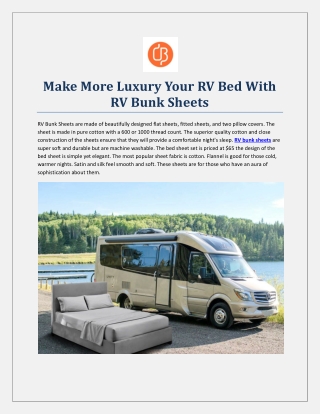 Make More Luxury Your RV Bed With RV Bunk Sheets