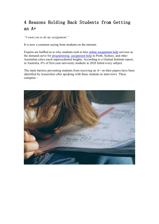 4 Reasons Holding Back Students from Getting an A