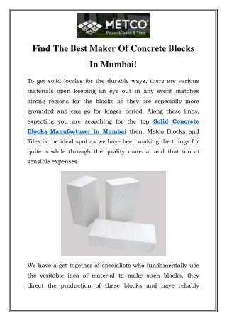 Solid Concrete Blocks Manufacturer in Mumbai Call-8484930580