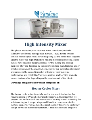 High Intensity Mixer