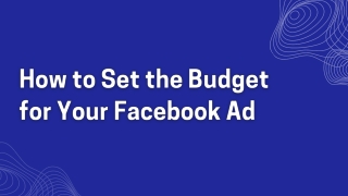 How to Set the Budget for Your Facebook Ad