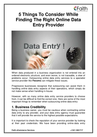 5 Things To Consider While Finding The Right Online Data Entry Provider