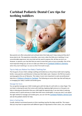 Carlsbad Pediatric Dental Care tips for teething toddlers