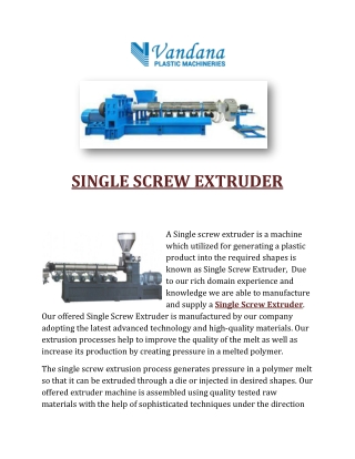 SINGLE SCREW EXTRUDER vandana