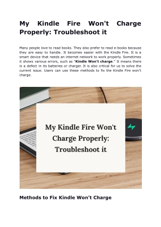 My Kindle Fire Won't Charge Properly: Troubleshoot it