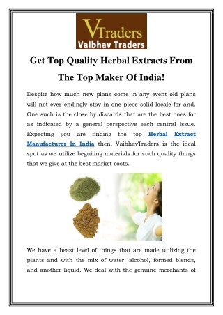 Herbal Extract Manufacturer In India Call-9811082269