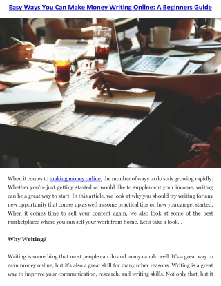 Easy Ways You Can Make Money Writing Online