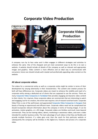 Corporate Video Production