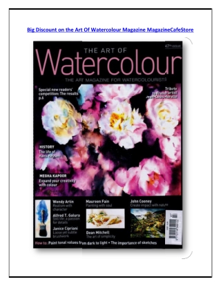 Big Discount on the Art Of Watercolour Magazine MagazineCafeStore