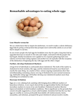 Remarkable advantages to eating whole eggs