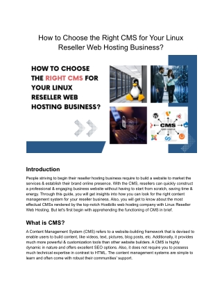 How to choose the right CMS for your Linux Reseller Hosting business_