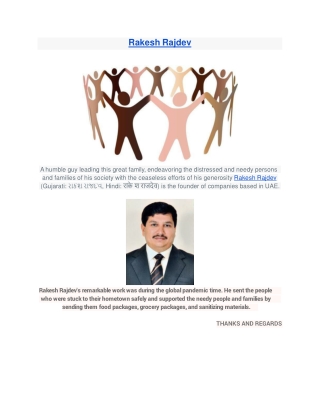 Rakesh Rajdev And His Service For The Well-Being Of The Society