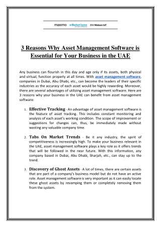 3 Reasons Why Asset Management Software is Essential for Your Business in the UAE