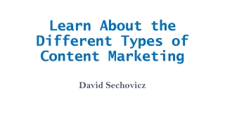 Learn About the Different Types of Content Marketing | David Sechovicz
