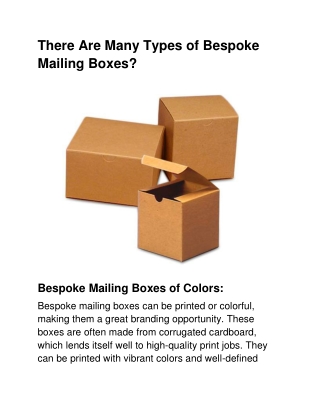 There Are Many Types of Bespoke Mailing Boxes