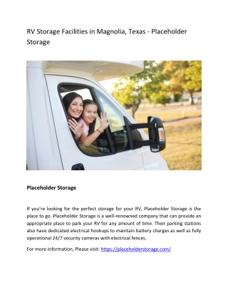 RV Storage in Magnolia, TX - Placeholder Storage